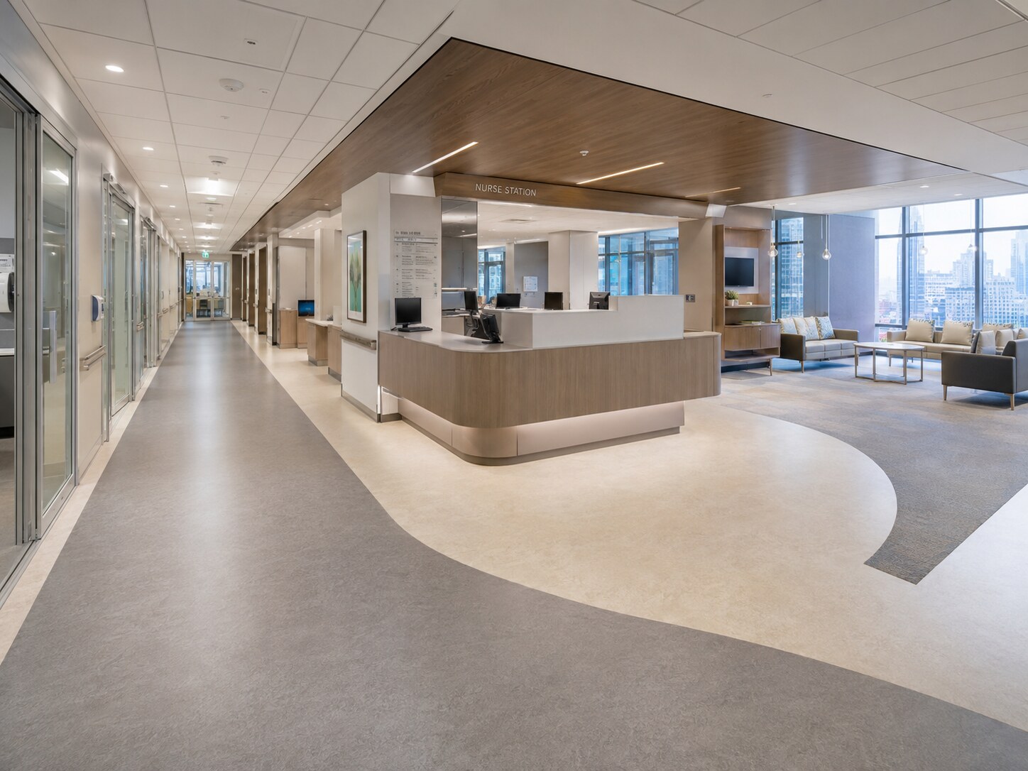 Seamless sheet flooring in a clinical environment